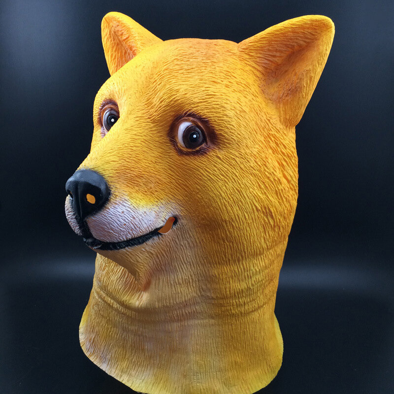หน้ากากสุนัขไวนิลสัตว์ Full Head Pug Shiba สำหรับ Spoof ของขวัญ Party