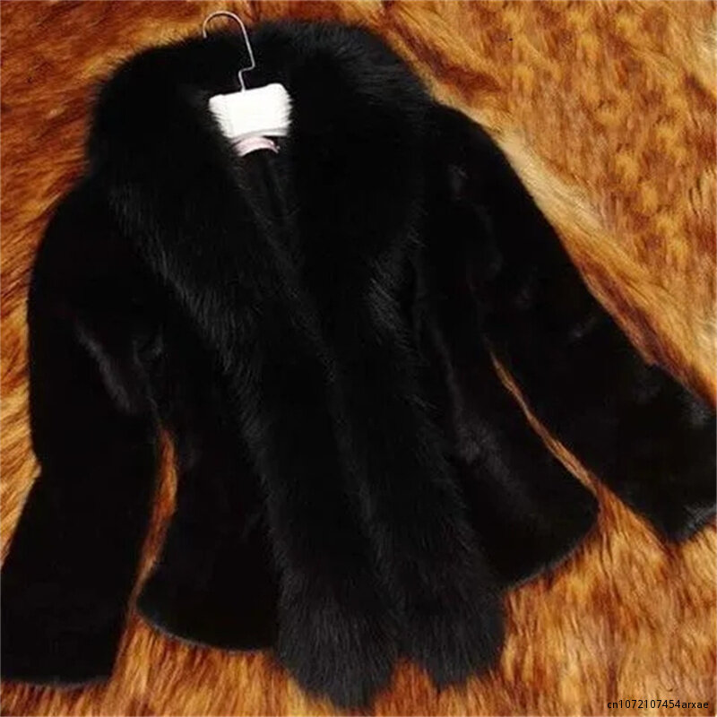 White Faux Fur Coat Women's Short Autumn/Winter 2023 New Imitation Fur Fox Fur Collar Slim Jacket Women Clothes Jacket Female