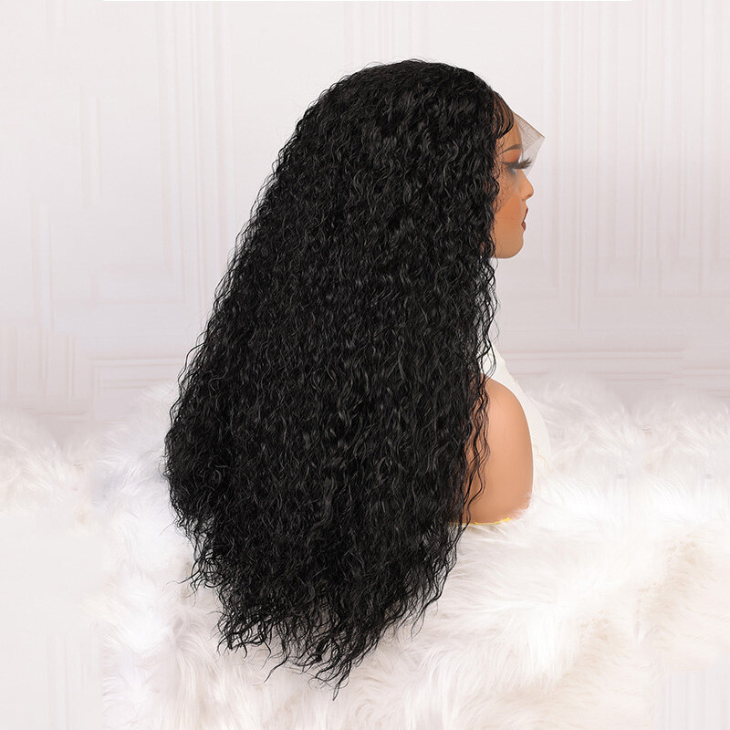 Кудрявые 180 плотность Длинный мягкий 26 "Кружевной передний парик для черных женщин BabyHair черный бесклеевой предварительно выщипанный термостойкий ежедневный парик
