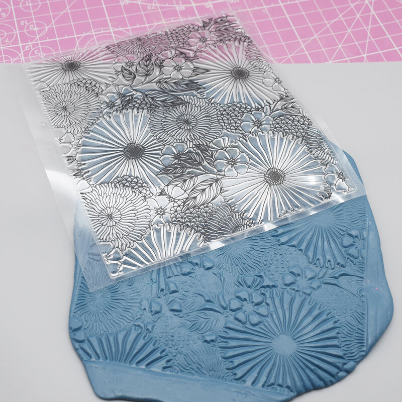 Volledig Bloempatroon Polymeerklei Textuur Stempelvel Embossmat Voor Klei Sieraden Diy Oorbel Impressie Print Tools