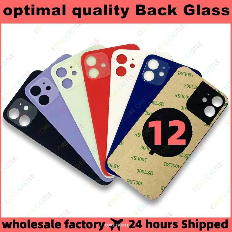 For iPhone 12 Back Glass Panel Battery Cover Replacement Parts best quality size Big Hole Camera Rear Door Housing Case Bezel