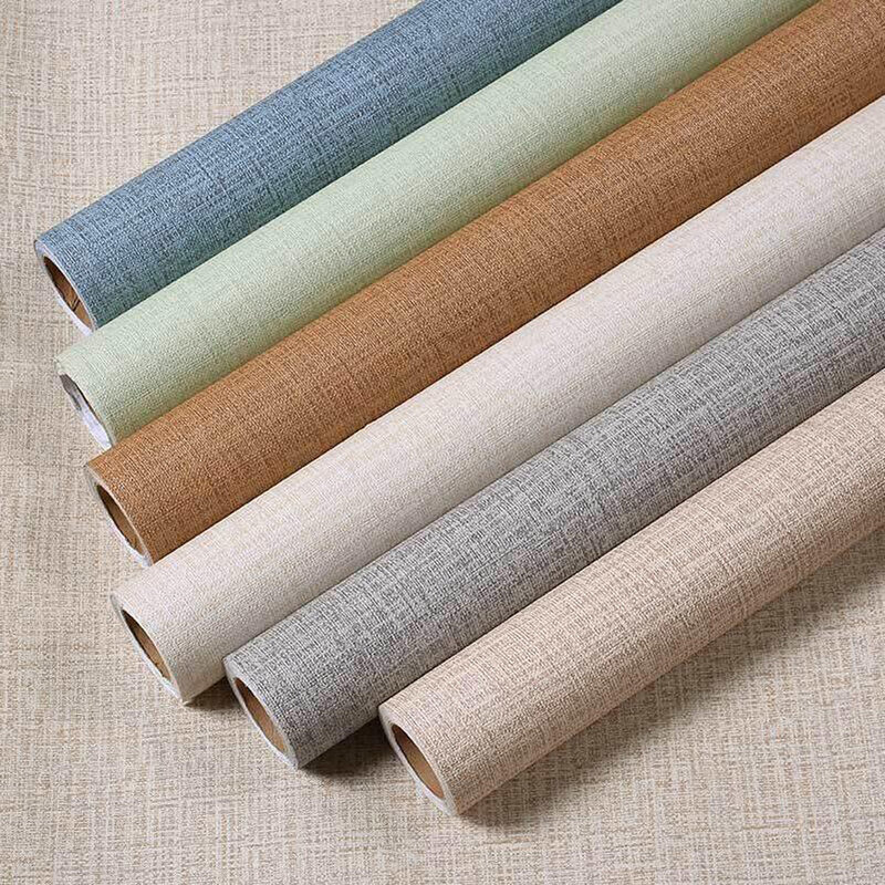 Vinyl Waterproof Contact Paper  Linen Textured Self Adhesive Wallpaper for Living Room Bedroom Wall Decals Furniture Renovation
