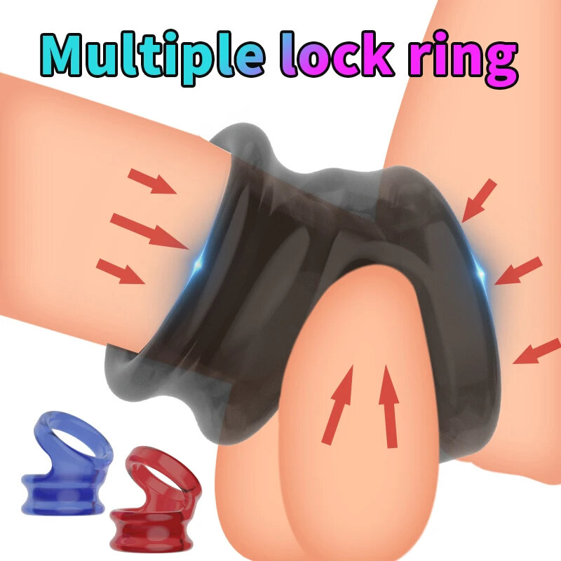 Anéis de galo reutilizáveis para homens, retenção dupla anéis de pênis, ejaculação tardia, ereção, brinquedos adultos, sex shop