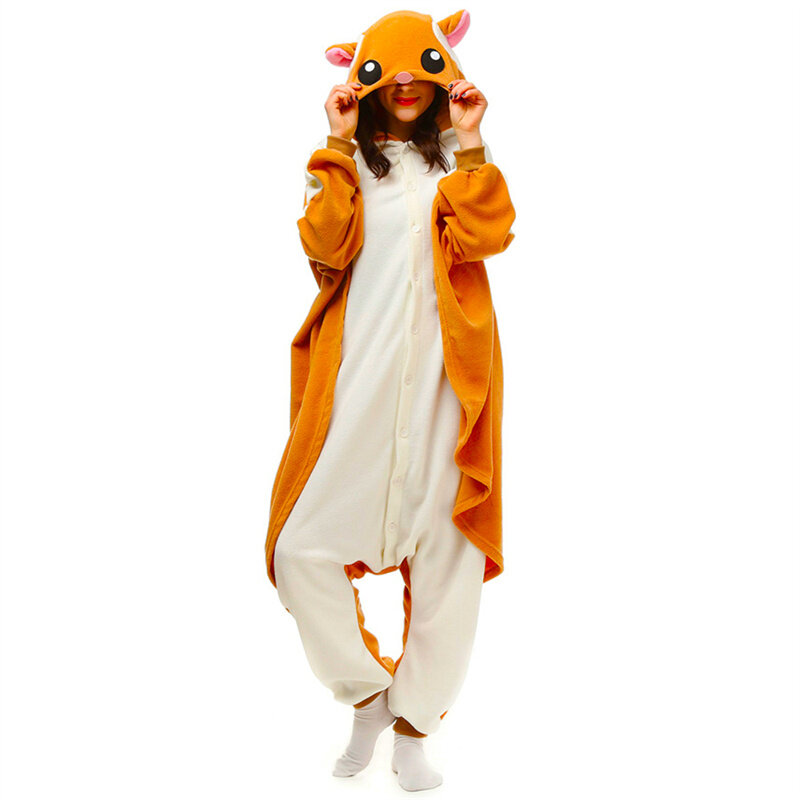 Costume de Cosplay d'Halloween de Chat Volant Orange, Pyjama à Capuche Ajusté, Combinaison Glutnel, Vêtements de Maison pour Femme