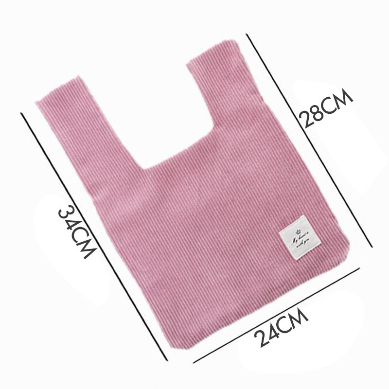 Bolso de mano de pana de Color sólido, bolsa de mano de diseñador japonés con nudo para la muñeca, bolsa portátil para llaves de teléfono, Mini bolsa de compras