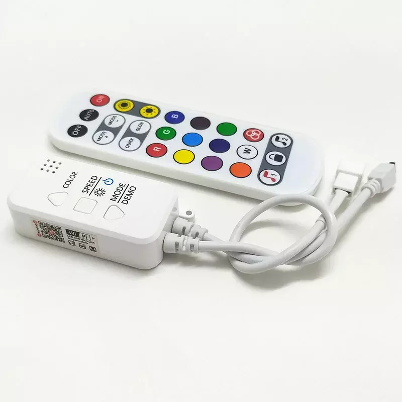 Contrôleur adressable TUYA avec télécommande à 24 touches, contrôleur de bande LED RGBIC Smartlife, effet de poursuite, fonctionne avec Alexa