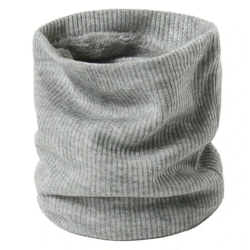 Шарф-кольцо унисекс, кашемировый, теплый, однотонный, с мехом, трикотажный зимний шарф