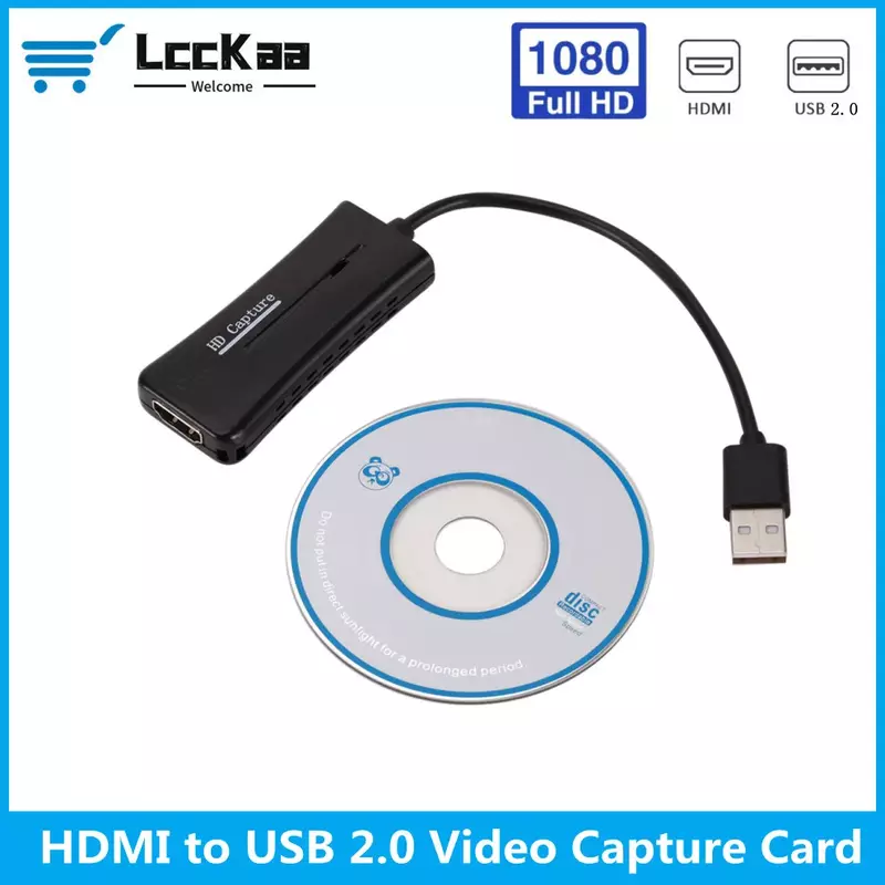 การ์ดจับภาพวิดีโอ HDMI USB2.0้ำหนักเบาพกพาได้การ์ดจับภาพเกมเครื่องบันทึกวีดีโอ HDMI สำหรับแล็ปท็อป PS4การสตรีมสด