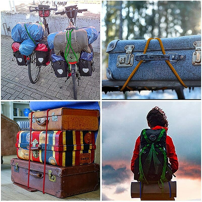 Cuerda Elástica elástica para equipaje, correas de alta resistencia, ganchos de cuerda de 25-30cm, accesorios para tienda de campaña al aire libre