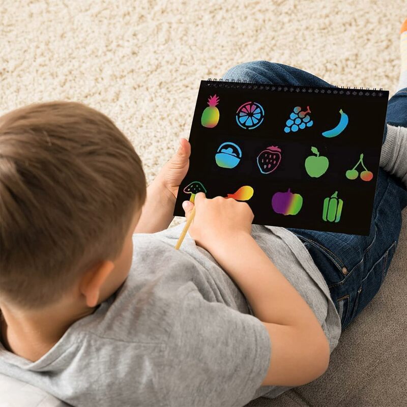 Rainbow Magic Scratch Off Paper Set para Crianças, Artes, Desenho, Pintura, Caderno, Montessori, Suprimentos de brinquedos educativos
