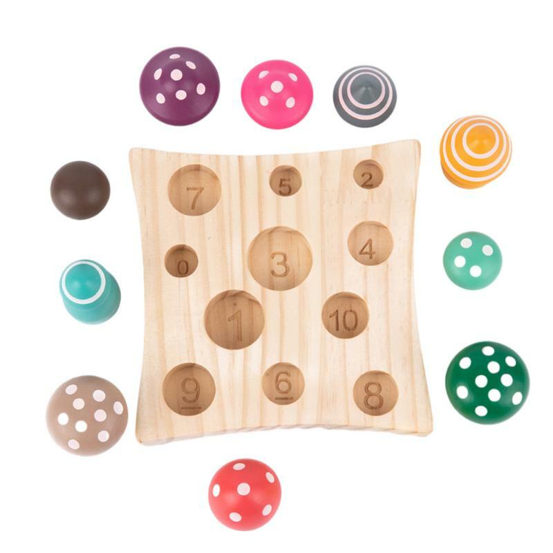 เกมคัดแยกเห็ดทำจากไม้ที่มีสีสันเก็บเห็ดเพื่อพัฒนาการเด็กเล็กเกมจับคู่สนุกๆสำหรับเด็กผู้ชายและ