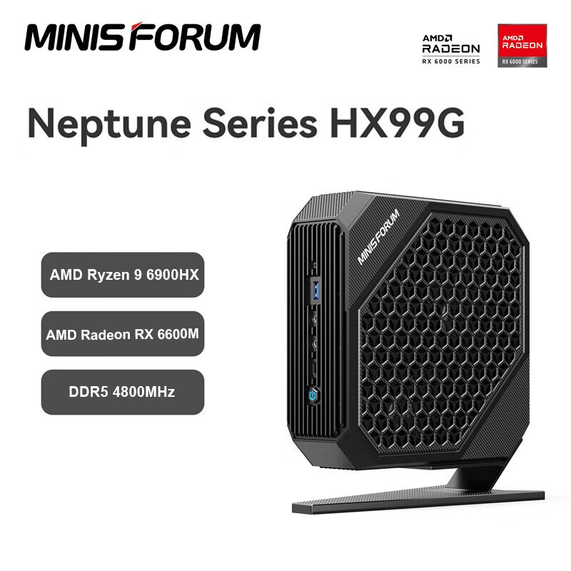 MinisForum-Mini PC HX99G con Windows 11, AMD Ryzen 9, 6900HX, AMD Radeon RX, 2023 M, DDR5, 32GB, 6650 GB, SSD, USB 4, ordenador de escritorio para juegos, 512