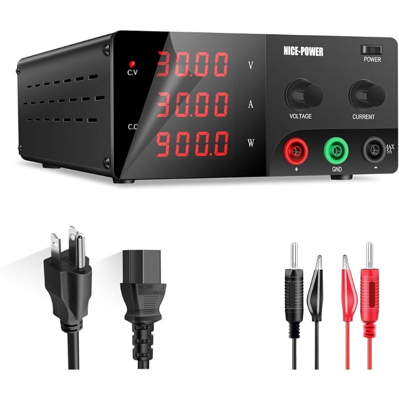 DC Supply Variable, 30V 30A 900W High Power Bench Supply with Encoder Knob, Benchtop Lab Supply