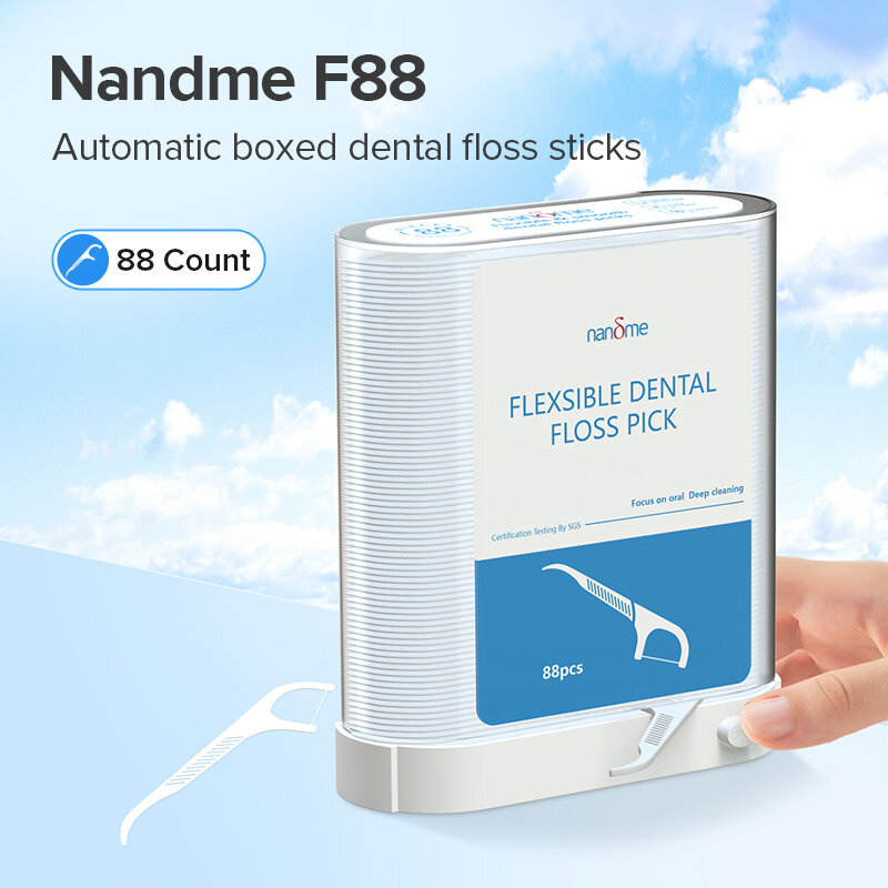 Nandme Flexsible Dental Flosser Picks Toothpicks Teeth Stick Tooth Cleaning Interdental Brush 88pcs Automatic Boxed Oral Care