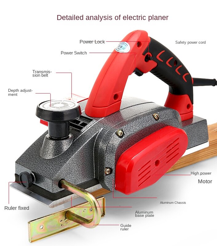 Small and Multifunctional Portable Woodworking Electric Planer for Household Use