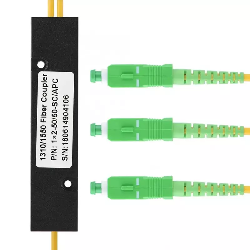 SC APC PLC 스플리터 PLC 단일 모드 광섬유 스플리터, SC/APC PCL 스플리터, 컴퓨터 케이블 슬리브, 1X2