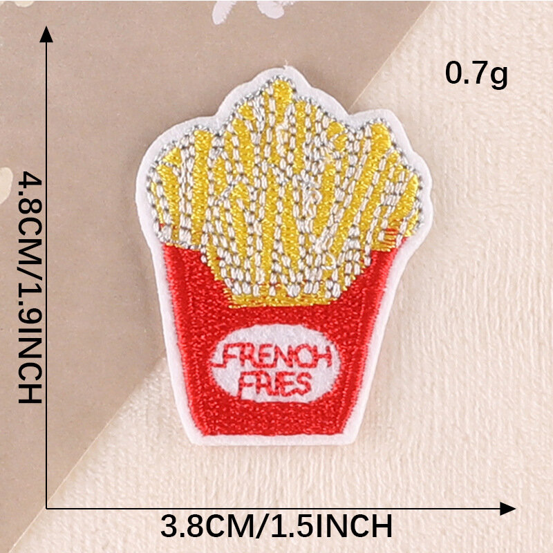 DIY Chips Embroidery Patch Burger Donuts Adesivos Emblemas Adesivos Ferro em Patches Emblema de saco de pano Acessórios de tecido, Novo, 2024