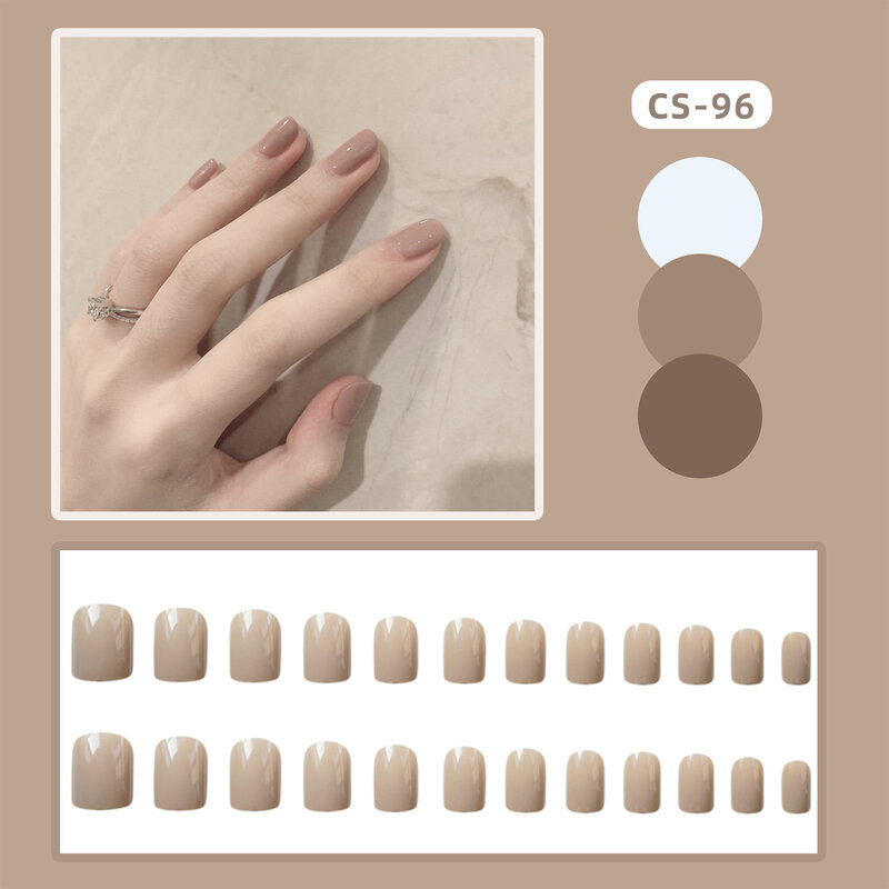 Light Khaki Solid Press on Nails Lightweight Easy to Apply Easy to Stick Fake Nail for Fingernail DIY Decoration