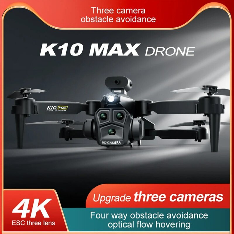 โดรน K10สูงสุดสามตัวกล้อง4K HD 4ทางอัตโนมัติหลีกเลี่ยงอุปสรรคลื่นไหลด้วยแสงโฉบสี่ใบพัดพับได้ถ่ายภาพทางอากาศ