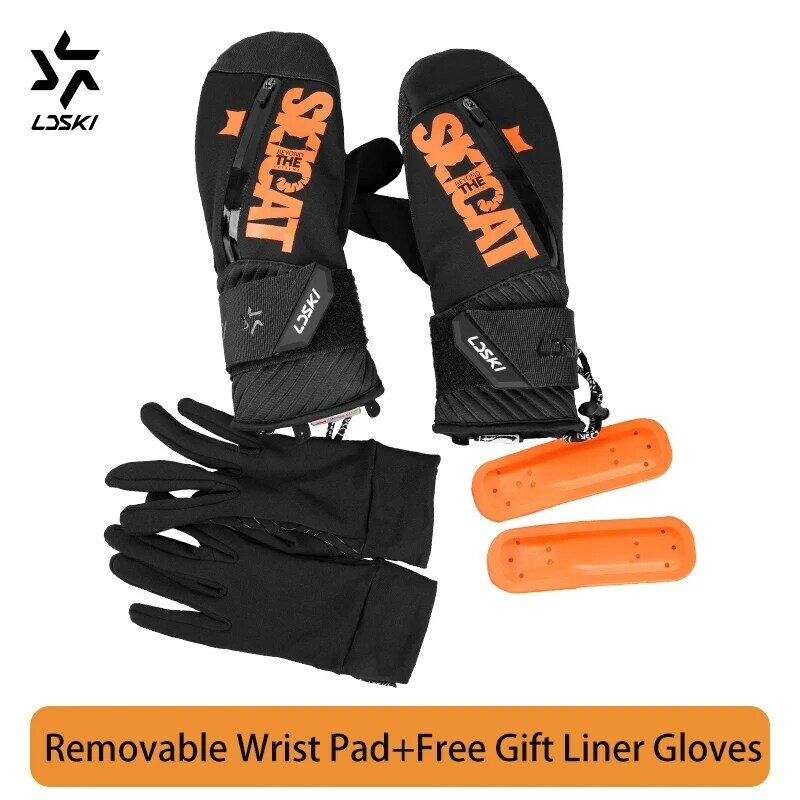 LDSKI Ski Gloves Women Men Waterproof Thermal Insulated Kevlar 3M Thinsulate Winter Warm Mittens Snowboard  Accessories