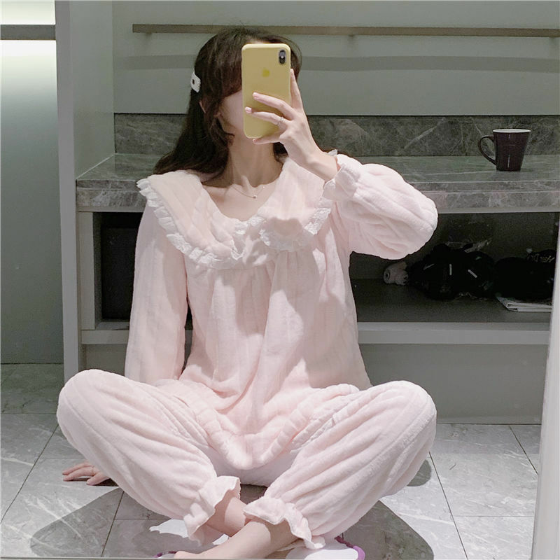 2022 primavera nova moda confortável casual pijamas feminino espessamento bonito estudante quente roupas de casa terno roupas de moda