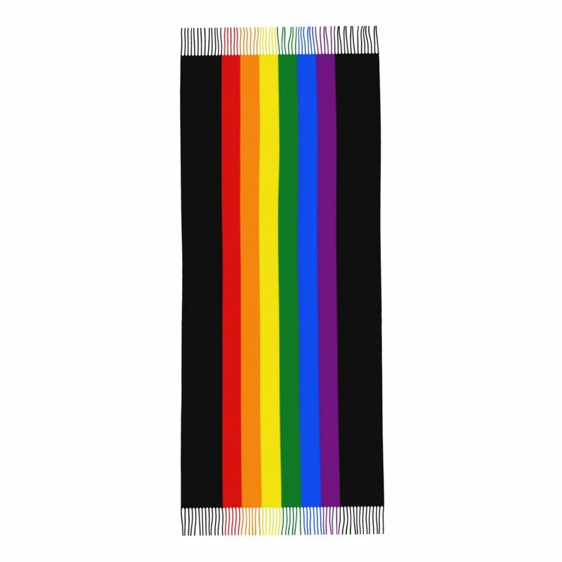 เกย์ Pride Flag Stripe Tassel ผ้าพันคอผู้หญิงนุ่ม LGBT เลสเบี้ยนเลสเบี้ยนผ้าคลุมไหล่ Lady ฤดูหนาวผ้าพันคอ