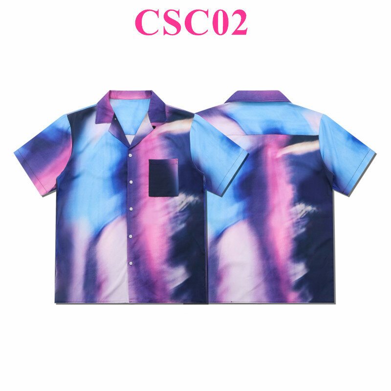 Y 2K Streetwear Mode Heren Kleurrijke Tie Dye Hawaiana Shirts Met Korte Mouwen Zomer Nieuw Trendyol Mannen Strandshirt Chemise Homme Hemd