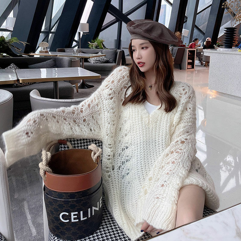 Nowy koreański styl dzianiny Crewneck modna sweter swetry dla kobiet płaszcze damskie kaszmirowy sweter Trend Vintage z długim rękawem