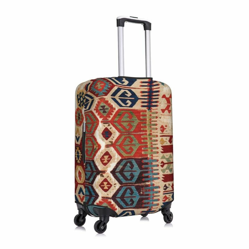 أغطية حقائب سفر عرقية بوهيمية ، مخصصة Aksaray القبلية ، طباعة الكليم التركية العتيقة ، واقي غطاء الأمتعة ، 18-32"