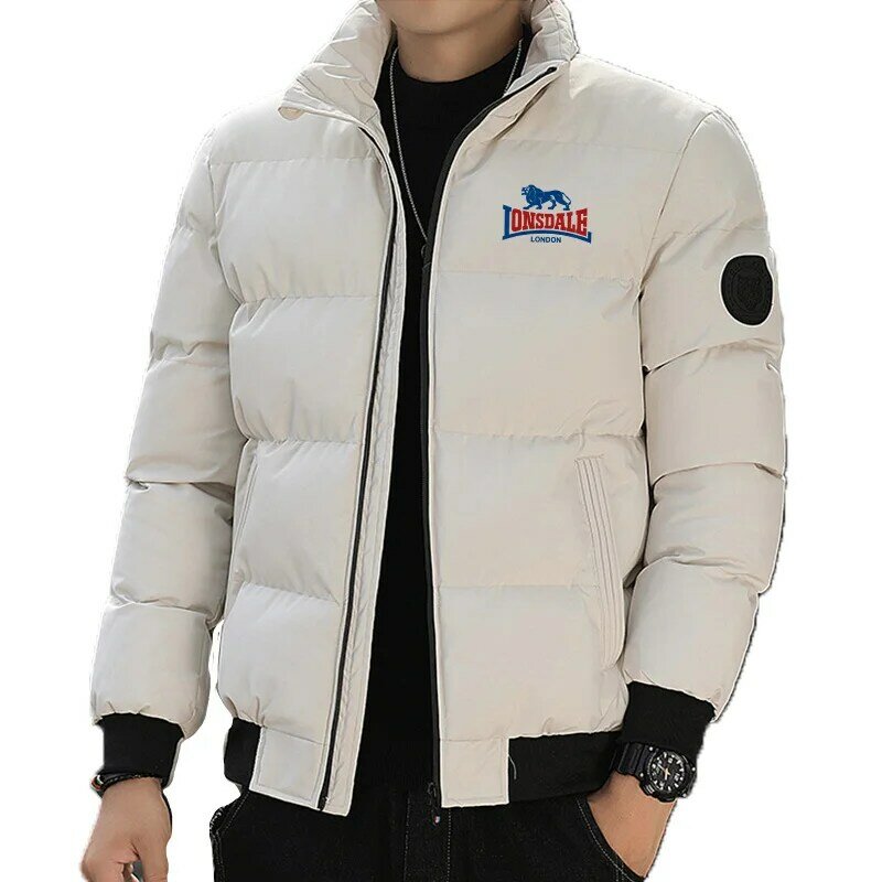 เสื้อแจ็คเก็ตมีซิปสำหรับผู้ชายเสื้อแจ็คเก็ตแบบหนาคอตั้งอบอุ่นและกันลมมีแบรนด์กีฬาฤดูหนาวขายดี