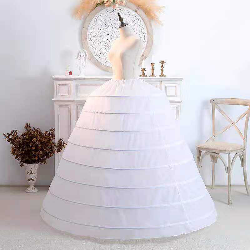 Wysokiej jakości ponadgabarytowa suknia ślubna z 8 stalowe pierścienie bardzo dużym kształtem z wewnętrzną spódniczką
