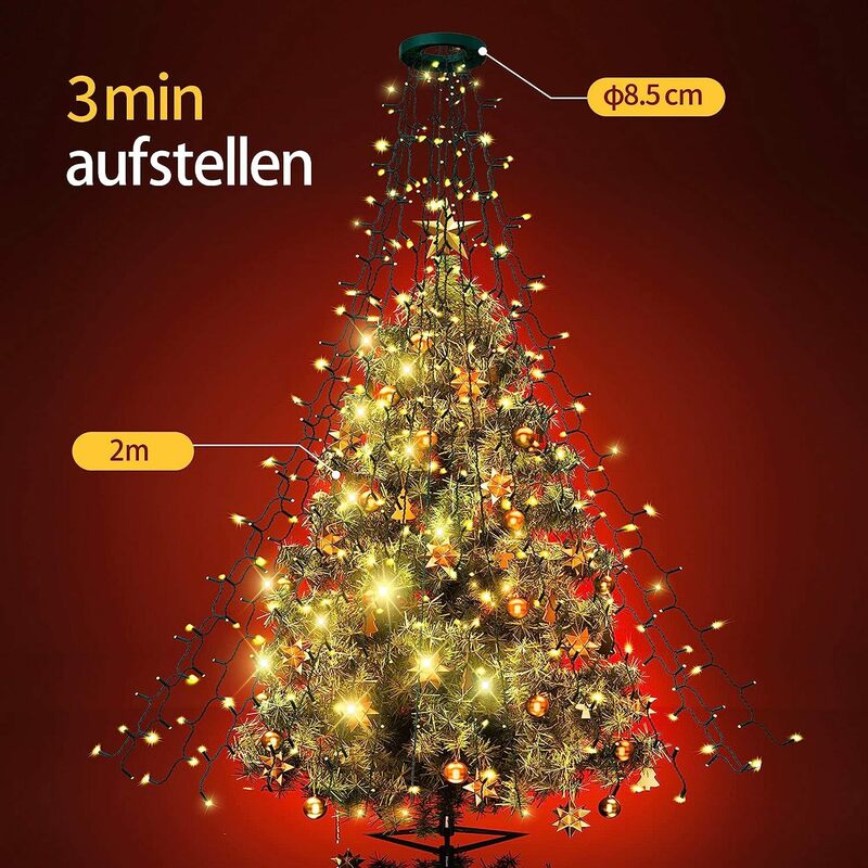 LED Light C2 para Árvore de Natal, Star Waterfall Light, Luz ao ar livre, Jardim, Fairy String Light, Iluminação do feriado, Iluminação do feriado, 280LED