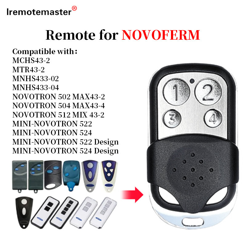 Compatible with NOVOFERM NOVOTRON 502 504 MAX43-2 MNHS433-04 MNHS433-02 MTR43-2 MCHS43-2 Garage Door Remote Control 433MHz