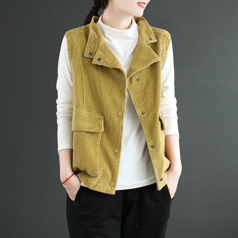 Spring and Summer New Women's Standing Neck Vest Loose Commuter Retro Casual Oversize Tank Top