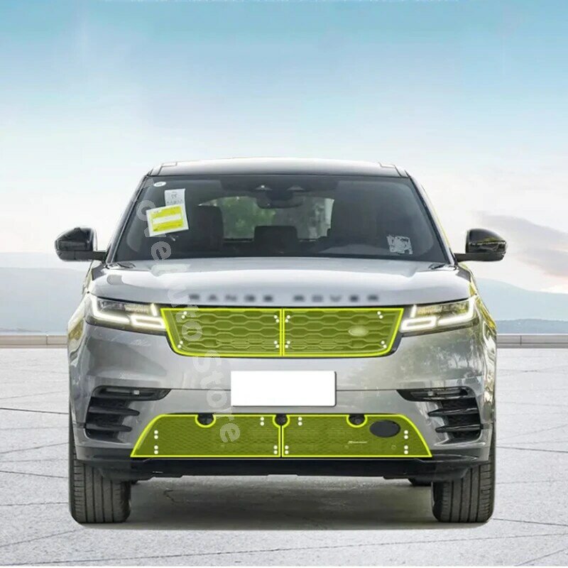 Untuk Land Rover Range Rover Velar L560 2018-2023 skrining serangga Font mobil jaring kisi depan baja emas sisipan jaring baja emas