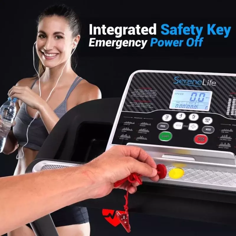 SereneLife 접이식 러닝머신, 걷기 및 달리기용 LCD 홈 피트니스 장비, 심장 운동 기계-Pr