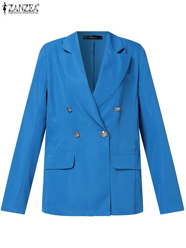 Zanzea 2023 Herbst ol Langarm Mantel elegante Frauen Blazer Mode sexy Blazer solide Revers Kragen Knöpfe Jacken Streetwear