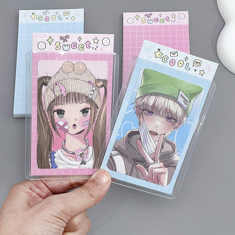 10 Pcs Sweet Pink Plaid Toploader Fillers Photocard Packaging Materials Background Inserts Card