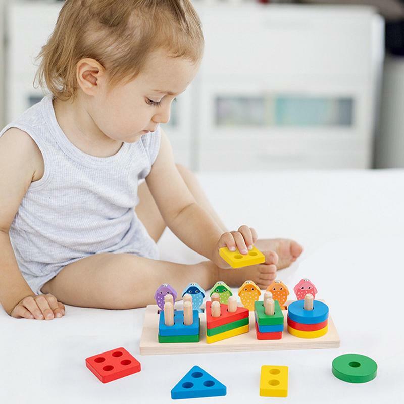 Drewniane 3D magnetyczne zabawka do wyławiania zestaw kolumna wczesna edukacja Montessori wędkowanie kryty Puzzle gry pasujące kształt zestaw dla dzieci