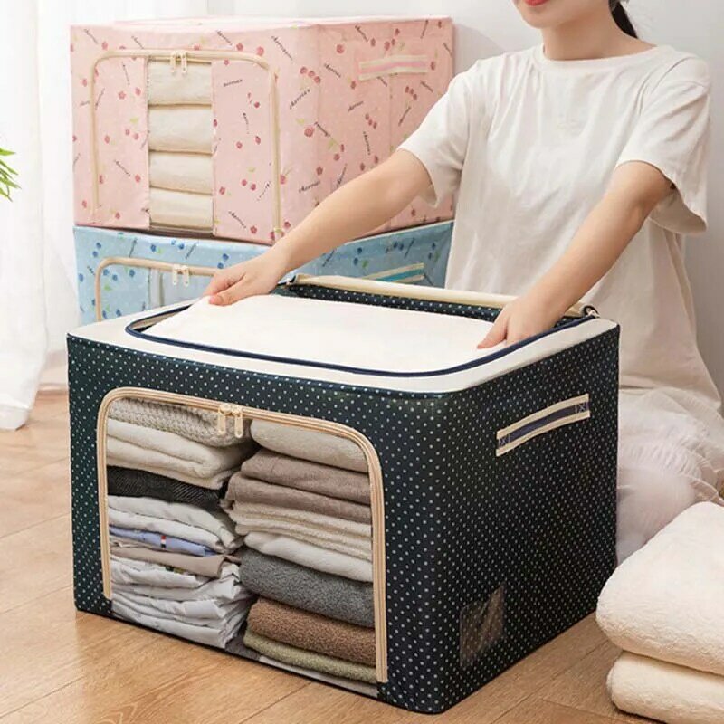 Grande capacidade de armazenamento de roupas caixa dobrável dustproof closet organizer oxford pano cobertor de bagagem colcha saco de classificação