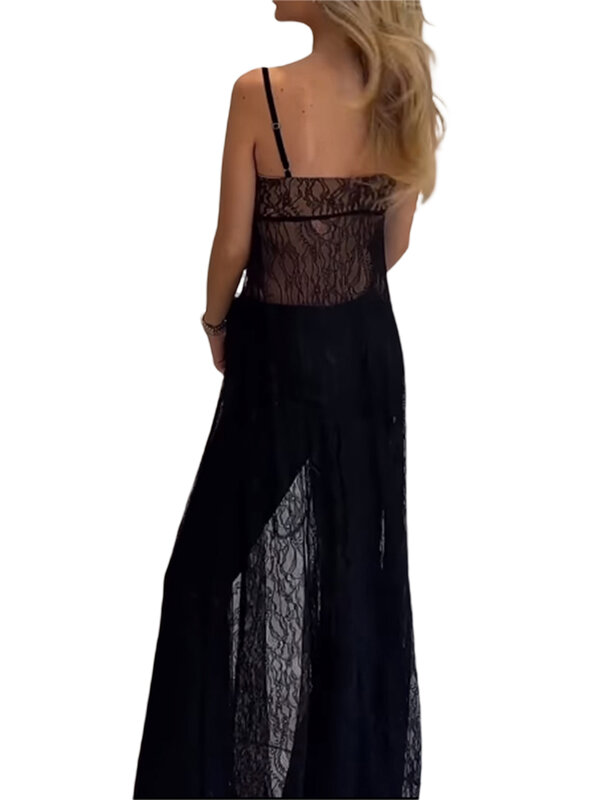 Kimono en dentelle transparente pour femmes, robe maxi transparente, cardigan sexy, tenue de bain imbibée