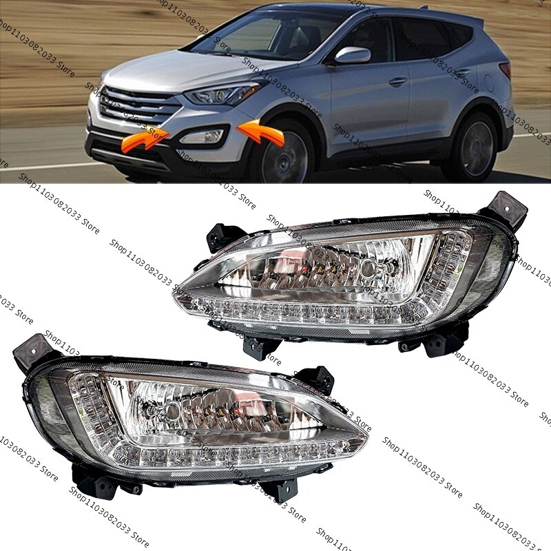 For Hyundai Santa Fe Maxcruz 2013 2014 2015 2016 Front Bumper Fog Light Foglight Fog Lamp Foglamp DRL Day Running Lamp Headlight