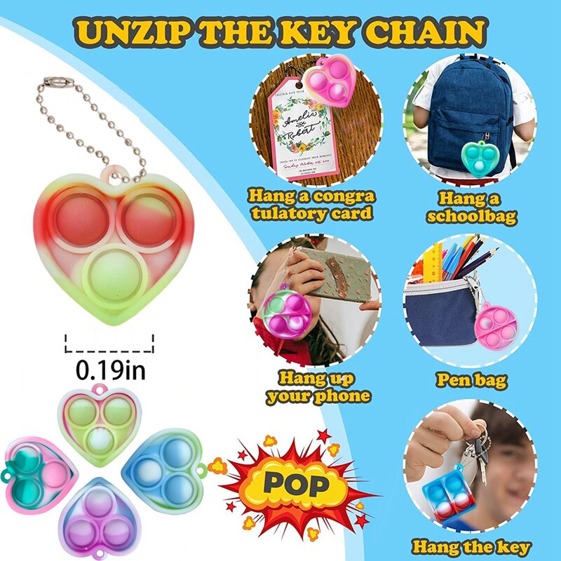 12/24/48Pcs Mini Pop Fidget Toy Pack Kit portachiavi giocattoli antistress bomboniere ufficio scrivania giocattolo per bambini adulti Brinquedos