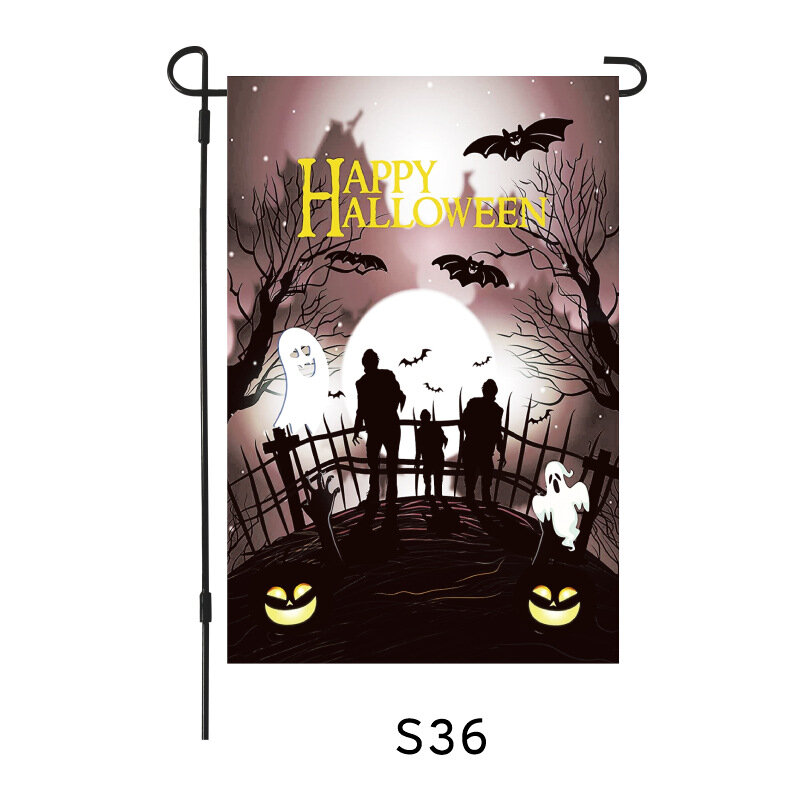 Bandera de lino fantasma de calabaza para decoración del hogar, cartel de Halloween para jardín, ambiente festivo, patio, fiesta, 30x45CM, 2023