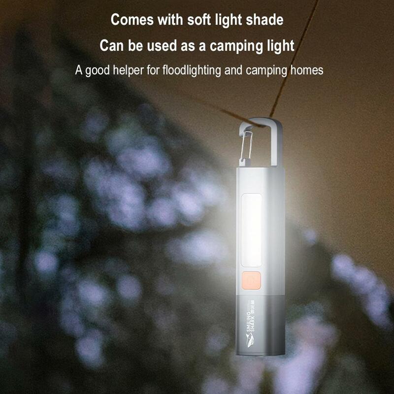 Mini Flashlight Highlight Long-range COB Large Floodlight Camping Lamp USB Portable Battery Variable Focus Waterproof