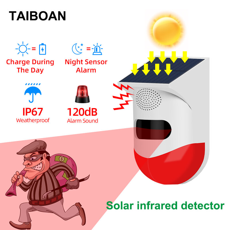 Alarma Solar infrarroja PIR para exteriores, sirena inteligente con WiFi, impermeable, inalámbrico, 433MHz, Sensor estroboscópico antirrobo, múltiples versiones disponibles