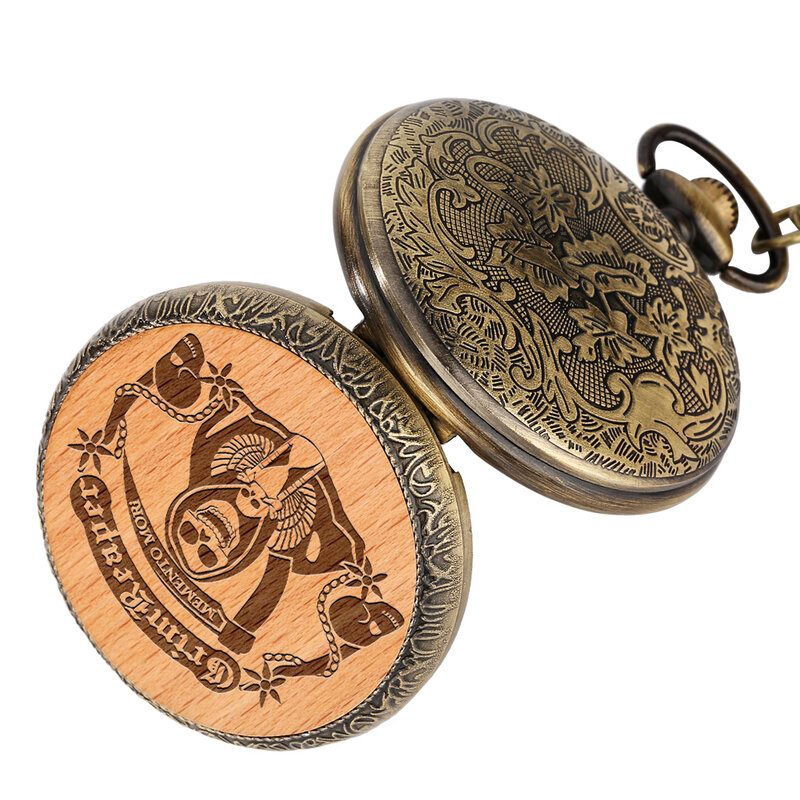 Reloj de bolsillo de cuarzo con grabado de calavera de guadaña antigua para hombre, cadena colgante, FOB
