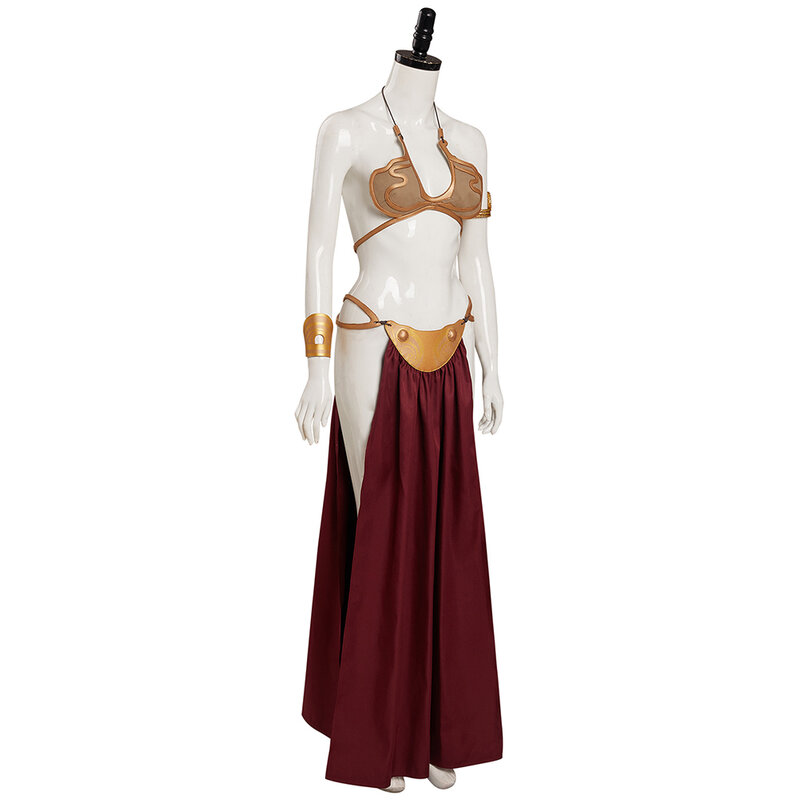Kostum Cosplay anak-anak dewasa Leia gaun putri fantasi wanita perempuan pakaian pesta karnaval Halloween baju Wig bertudung