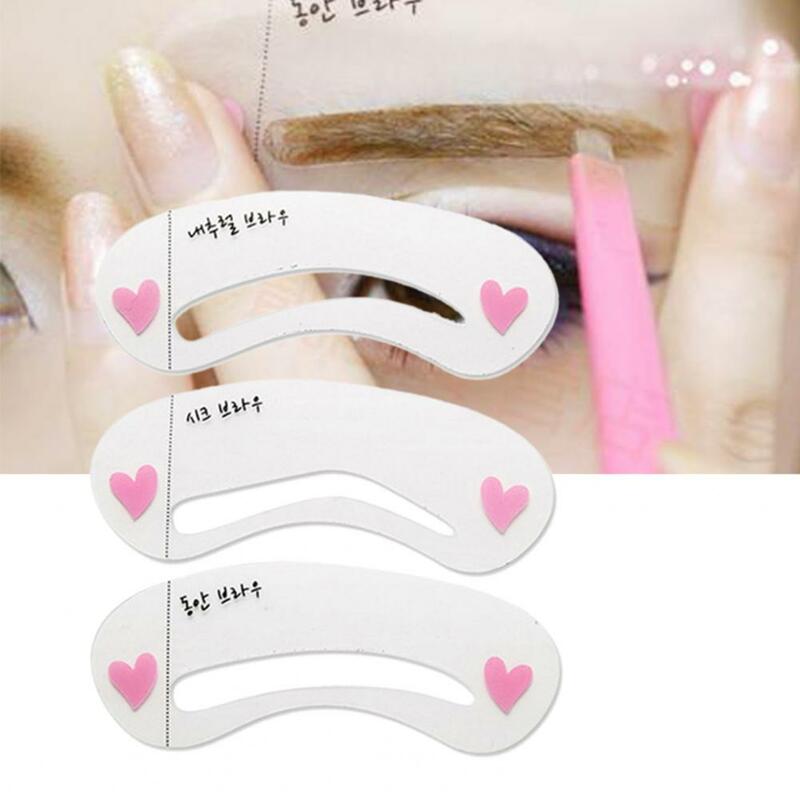 3 buah stensil alis asisten silikon praktis cetakan stensil alis untuk Makeup pemula panduan gambar alis mata