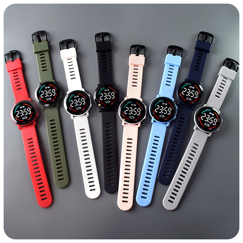 LED เด็กดิจิตอลนาฬิกานาฬิกาส่องสว่างกีฬากันน้ำเด็กนาฬิกาสายรัดซิลิโคนอิเล็กทรอนิกส์นาฬิกาข้อมือสำหรับชาย Gril Reloj Niño